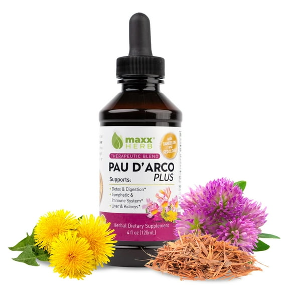 Maxx Herb Pau D'Arco Extract Dandelion & Red Clover for Immune System, 4 Oz