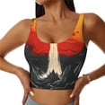 thumbnail image 1 of Fotbe Retro Space Rocket Launch Sujetador Deportivo Largo sin Aros para Mujer con Almohadillas y Soporte Medio, Transpirable y Absorbente, Camiseta Tipo Chaleco o Tank Top-X-Large, 1 of 8