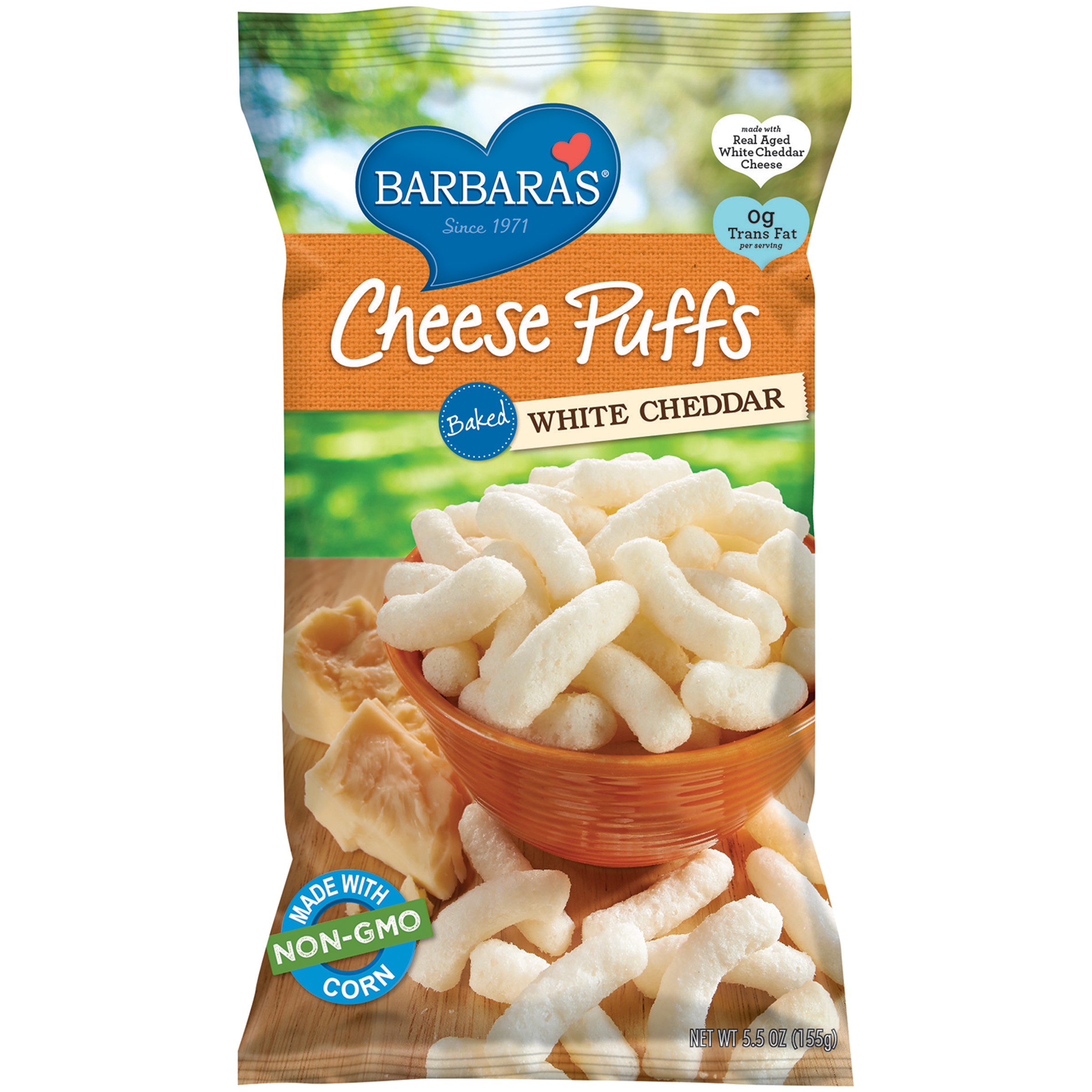 Barbara's Bakery Cheese Puff Bakes, White Cheddar, 5.5 Ounce