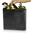 thumbnail image 3 of Simply Cool 50 Pack Black Reusable Eco-Friendly Grocery Shopping Bags 12.6"x6.3"x11.8" Durable, Recyclable Shopping Bags Washable, Foldable, Portable Tote Bags Bulk, 3 of 7