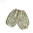 thumbnail image 2 of LYHaoo Kids Toddler Minimalist Striped Pants Loose Fit Elastic Waist Pants for Boys and Girls Back to School Outfits(Green), 2 of 2