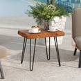 thumbnail image 2 of Patiojoy 20" x 14" Solid Teak Wood Side Table Indoor Outdoor Rectangular Side Table w/ Metal Legs Solid Wood Patio Table Home End Table, 2 of 10