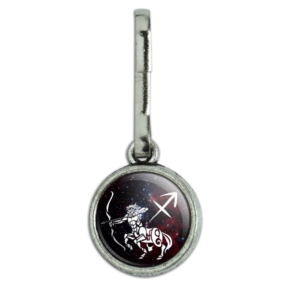 Sagittarius Archer Zodiac Sign Horoscope in Space Antiqued Charm Clothes Purse Suitcase Backpack Zipper Pull Aid