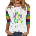 thumbnail image 2 of BOOMILK Mardi Gras Shirts for Women 3/4 Sleeve Round Neck Carnival Graphic Tees Summer T Shirt, 2 of 4