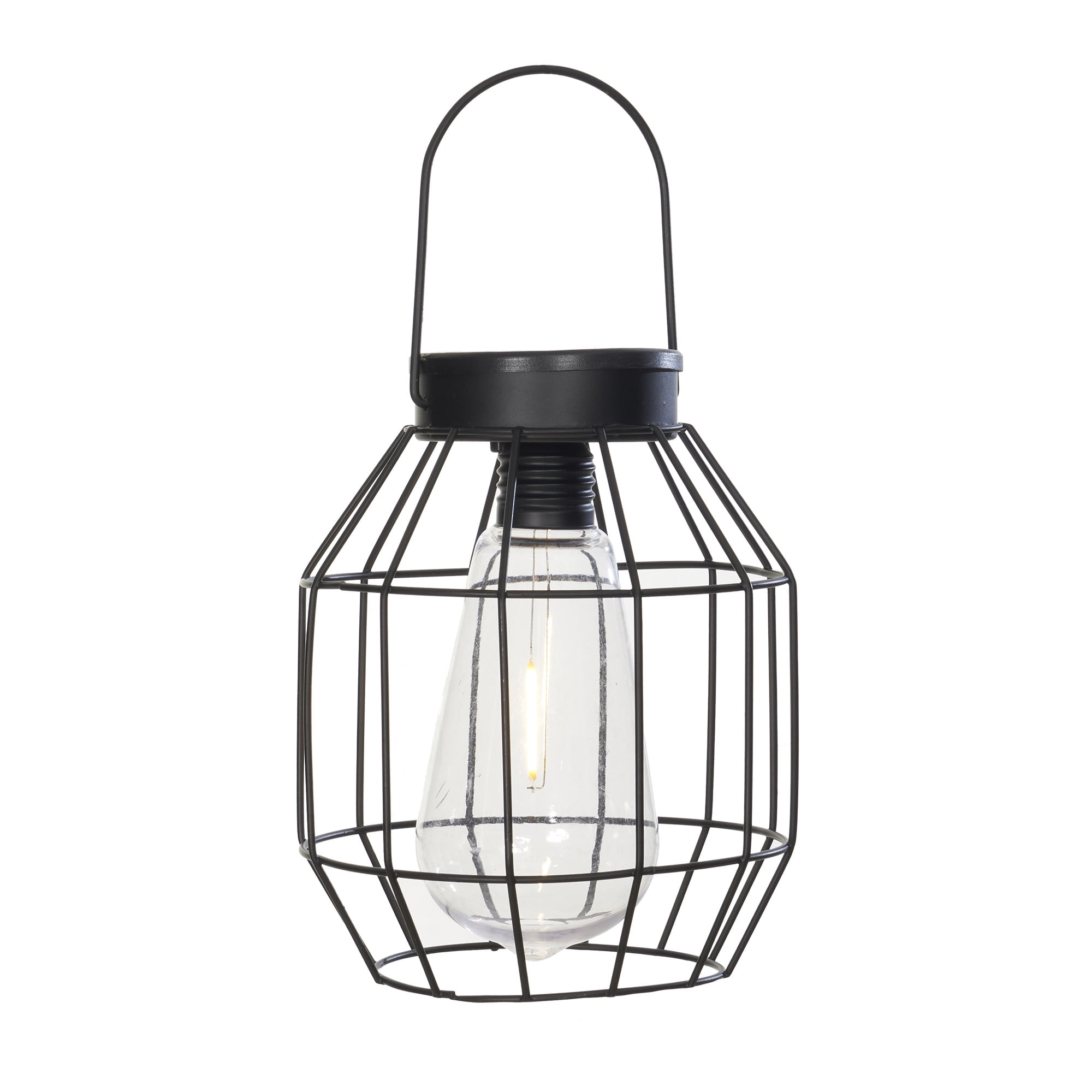 (2 pack) Better Homes & Gardens Solar Powered Warm White LED Outdoor Pendant Light, Black