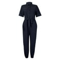 thumbnail image 4 of Oalirro Short Sleeve Jumpsuit for Women Fashion Solid Jumpsuits for Women Casual S, 4 of 5