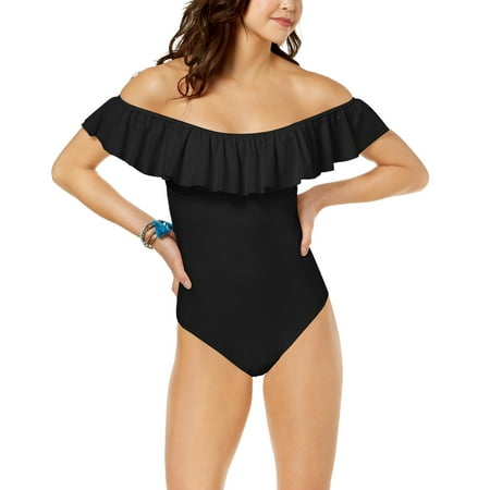 Raisins Womens Barbados Off-The-Shoulder Cheeky One-Piece Swimsuit Large