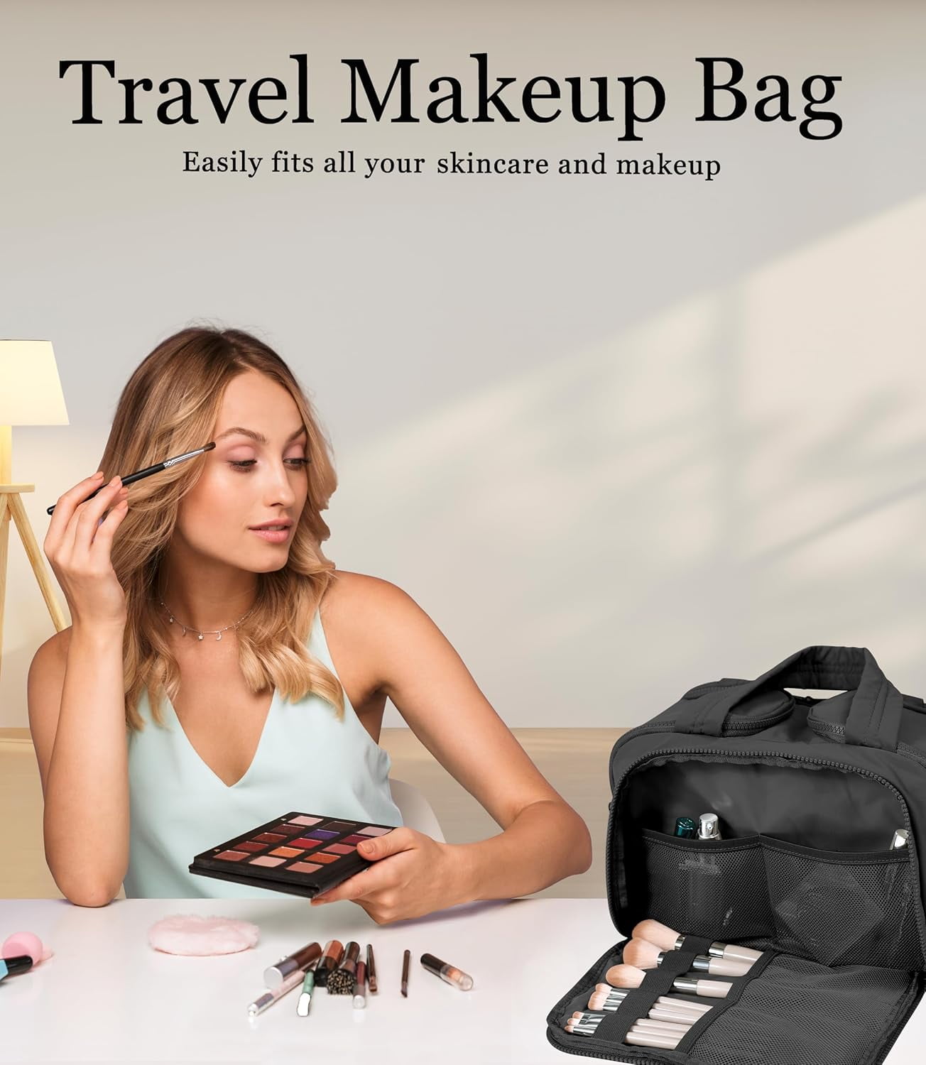 Cloud Carry Bag,Travel Toiletry Bag for Women, Large Puffy Cosmetic Bag with Wet-Dry Separation and Multiple Pockets for Organized Essentials