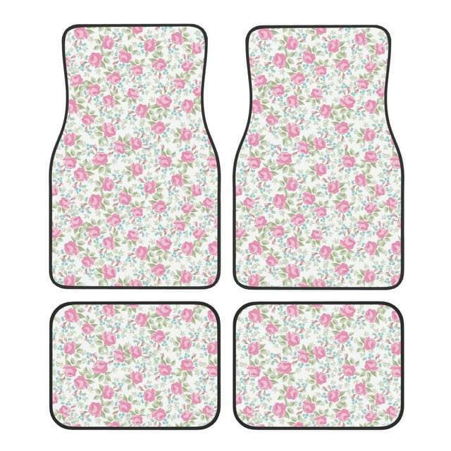 Disketp Floral for Crystal Velvet Car Mats Four-Piece Set,All-Season Automotive Protection, Vehicles, Cars, Trucks, and SUVs,Anti-Slip Design