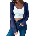 thumbnail image 2 of BLTIBY Cardigan Sweaters for Women Plus Size Open Front Solid Color Long Sleeve V Neck Button Comfy Lightweight Knit Casual Coat 2025 Navy XL, 2 of 9