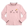 thumbnail image 4 of Spazoro Toddler Girls 100% Cotton Shirts, Ruffle Neck Long Sleeve Fall Cute Pattern Casual Basic Tee Tops for Girls Pink Size 2-3T, 4 of 5