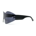 thumbnail image 3 of Womens Trendy Minimal XL Oversized Rimless Shield Sunglasses All Black, 3 of 4