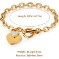 thumbnail image 2 of Stainless Steel Silver/Rose/18K Gold Plated Zircon Heart Bracelet For Women Romantic Gift Toggle Clasp Link Bracelets[o4890], 2 of 2