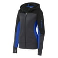 thumbnail image 5 of SPORT-TEK Tech Fleece Colorblock Full-Zip Hooded Jacket 4XL Black/Graphite HTHR/True Royal, 5 of 6