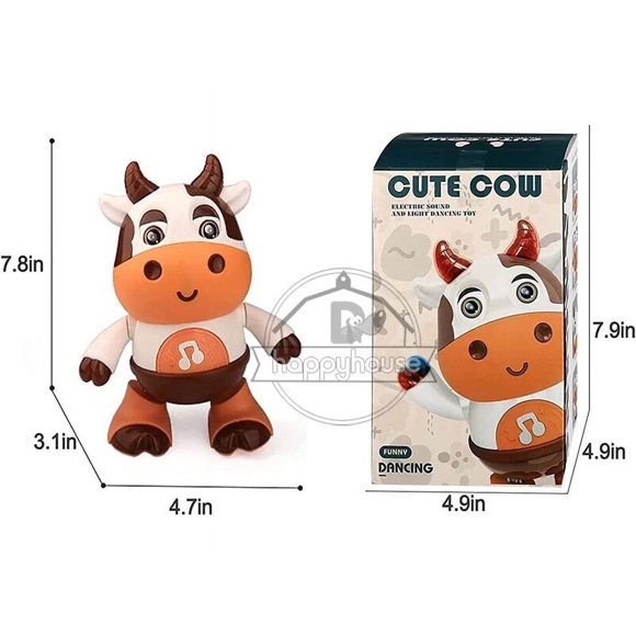 Jouets Musicaux Vache Bébé Dansants Marche Jouet Vache Bébé avec Musique et Lumières LED Jouets Dansants Jouets Bébé 6 à 12 Mois Jouets 18 Mois avec Boîte