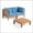 Teak/Blue, variant on GDF Studio Cascada Outdoor Modular Acacia Wood Loveseat and Table Set, Gray and Dark Gray