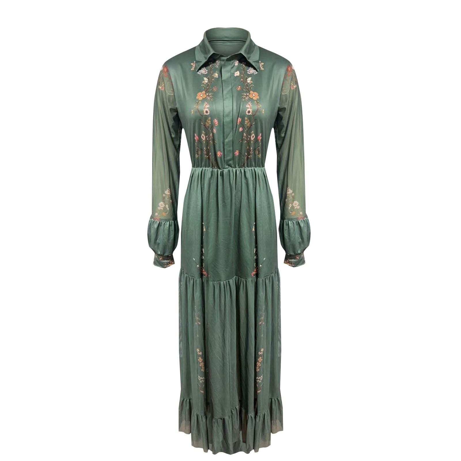 HSHMT Skirt Suits for Women Women's Vintage er Long Dress Sexy V Neck Long Sleeve Fall Casual Maxi Dress