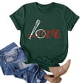 thumbnail image 4 of XMHJSMD Love Women's Letter Baseball Print Round Neck Short Sleeved T Shirt Top(Green,L), 4 of 5