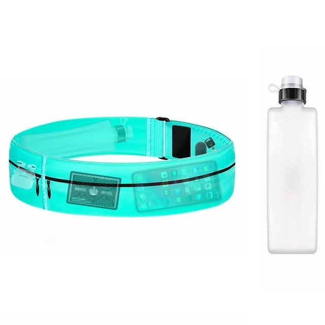 Cinturón delgado para correr con botella de agua, riñonera para fitness y running para mujeres y hombres, resistente al sudor y al agua, ajustable, con cremallera elástica para corredores