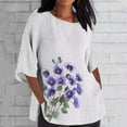 thumbnail image 2 of Womens Blouses Long Sleeve Clearance Women's Ladies Fashion Casual Cropped 3/4 Sleeve Printing Cotton Loose Shirt Blouse Top, 2 of 5