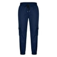 thumbnail image 5 of Kvture Mens Cargo Pants Joggers Drawstring Elastic Waist with Pockets Comfy Baggy Outdoor Tapered Hiking Pants Navy XXXL, 5 of 6