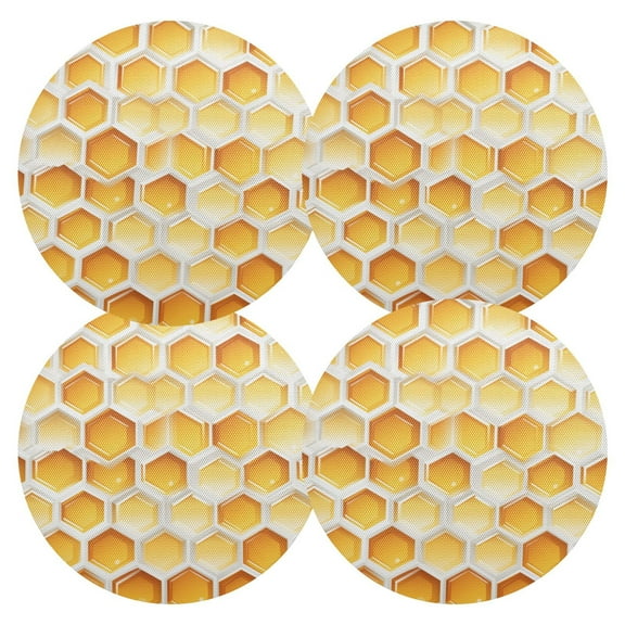 Ryvnso Honey Round Plate Mats Dining Table Placemat Set of 4 for Holiday Decoration
