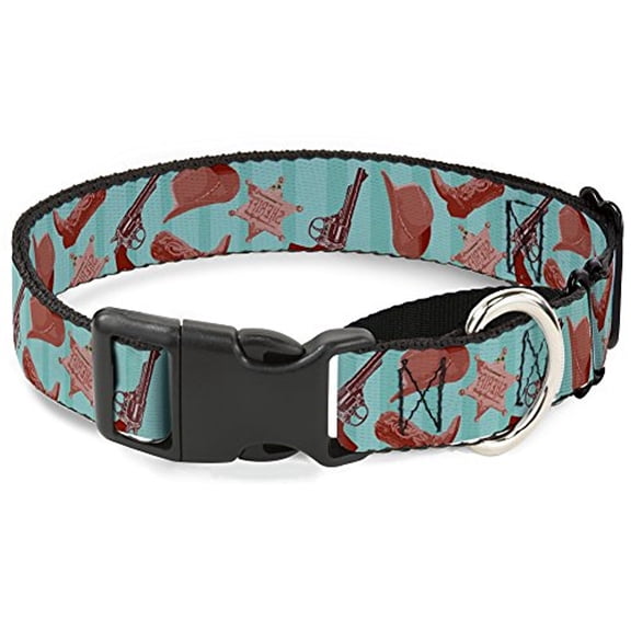 Buckle-Down MGC-W37108-L Sheriff'S Gear Vertical Stripe Turquoise Browns Martingale Dog Collar