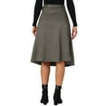 thumbnail image 3 of INSPIRE CHIC Women's Casual Stretchy Faux Suede Pockets A-Line Midi Skirt with Belt M Dark Grey, 3 of 6