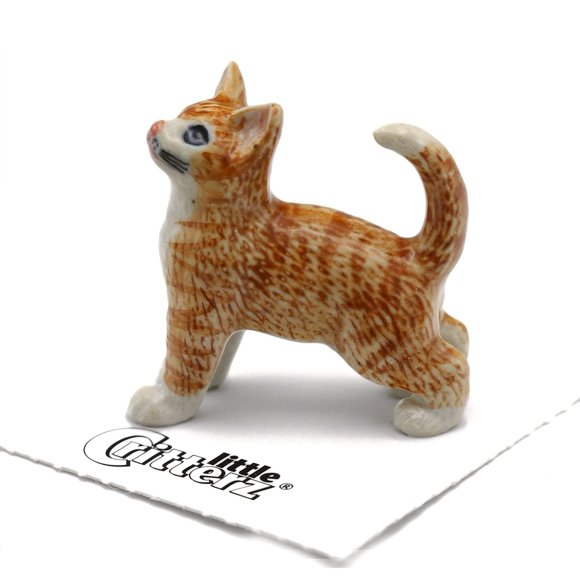 Little Critterz Chat - Orange Tigre Chat Gingembre - Décoration Décoration Décoration Animal Miniature Porcelaine Figurine
