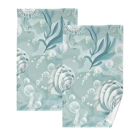 Seashells Algae Bubbles Hand Towels Cotton Bath Towels Large Face Towels Absorbent for Bathroom 2 Packs