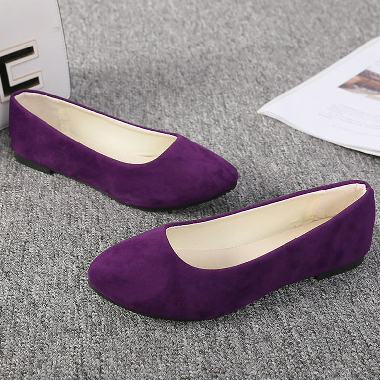 Wide Purple Flat Shoes