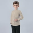 thumbnail image 5 of HOMADLES Boys Shirts Long Sleeve Lapel Stripe Button Down Shirts for Boy Campus style, Uniform Shirt Khaki 2 T, 5 of 6