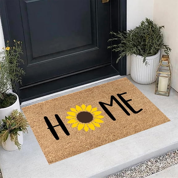 Non-Slip Entryway Mat 16x24 Inch Absorbent Doormat, Brown Polyester Floor Rug with Anti-Skid Backing, Holiday Decorative Mat for Living Room Kitchen Bathroom Home Decor