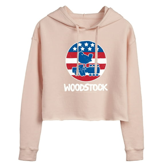 Woodstock - Original Poster - Americana - Juniors Cropped Pullover Hoodie