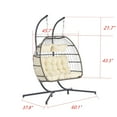 thumbnail image 3 of Double Hanging Egg Chair with Stand, Wicker Rattan Patio Egg Chair with Headrests and Cushion, Large 2 Person Hammock Chair for Indoor Outdoor, Weight Capacity 500LBS, 3 of 9