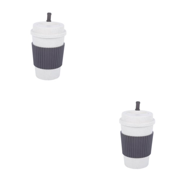 Wosthever Taza de café de trigo, taza de té de la leche de estilo Simple, tazas para el hogar, palo de sellado, botella de moda, artículos Gris 2Conjunto