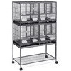 Yaheetech Double Stackable Wide Bird Cage with Rolling Stand,Hammered Black