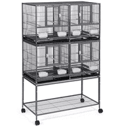 Yaheetech Double Stackable Wide Bird Cage with Rolling Stand,Hammered Black