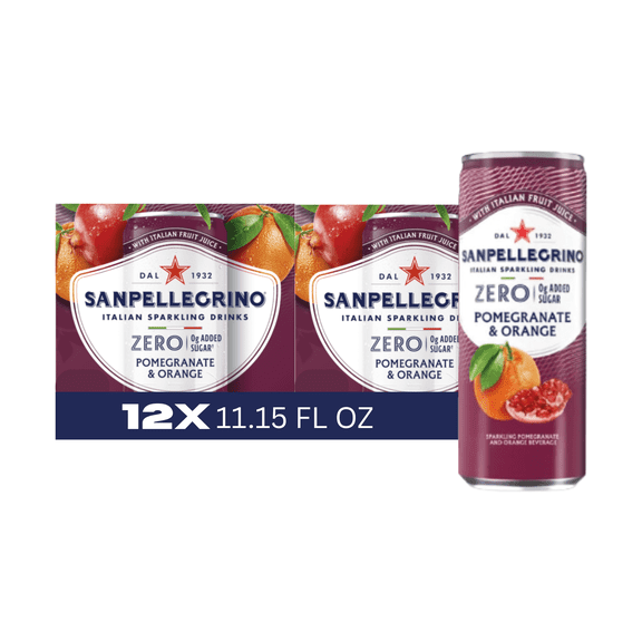 Sanpellegrino Zero Sugar Pomegranate & Orange Italian Sparkling Drink, 12 Cans