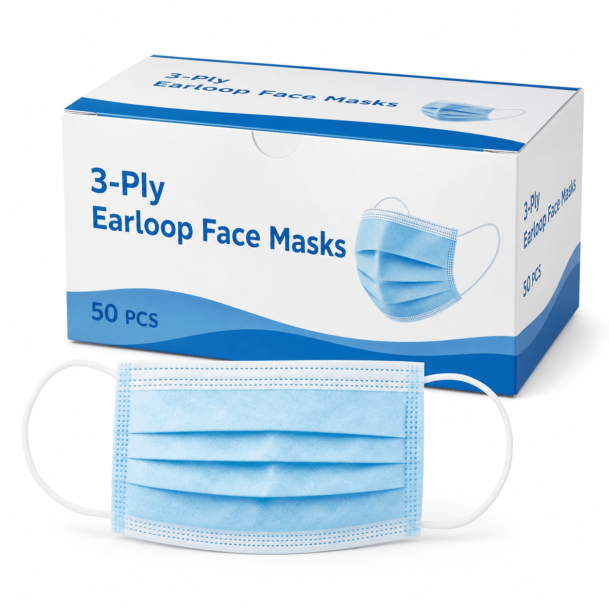 3 Layer Face Covering Mask with Ear Loops - 2000 Pack