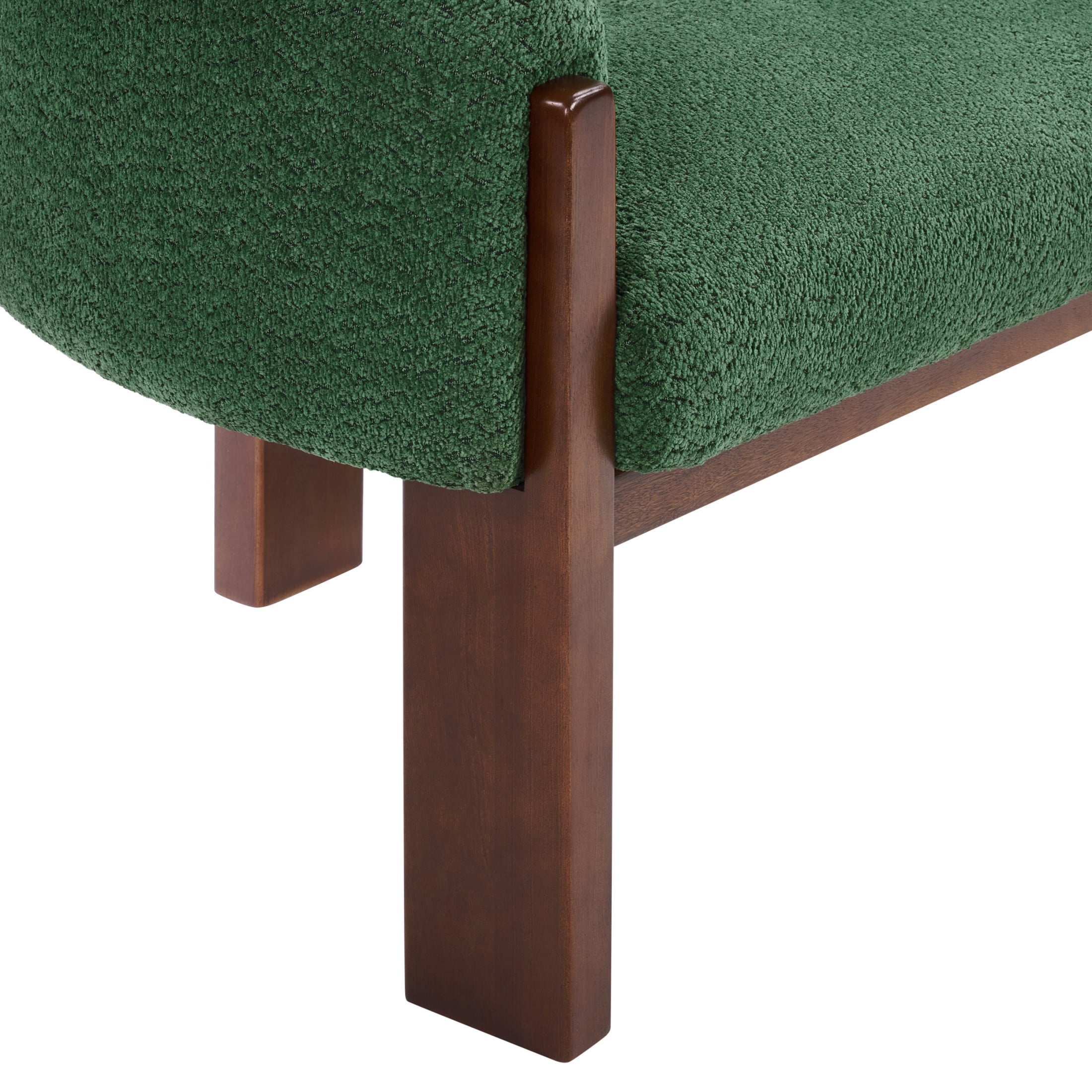 Christopher Knight Home 63.25" Modern Curved Boucle Loveseat Sofa with Wood Legs, Walnut+Green