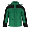 thumbnail image 4 of lkfuzj Men's Puffer Jacket Hooded Winter Coat Warm Thicken Cotton Outerwear Unisex Fashion Long Sleeve Hooded Jacket Zippered Patchwork Collar Warm Bread Padded Coat Tops - Green, 4 of 7