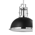 thumbnail image 5 of JONATHAN Y Homer 13" 1-Light Modern Industrial Iron LED Dome Pendant, Black/Chrome, 5 of 6