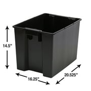 Hyper Tough Garage Plastic Stacking Open Storage Bin, Large, Black, No Lid