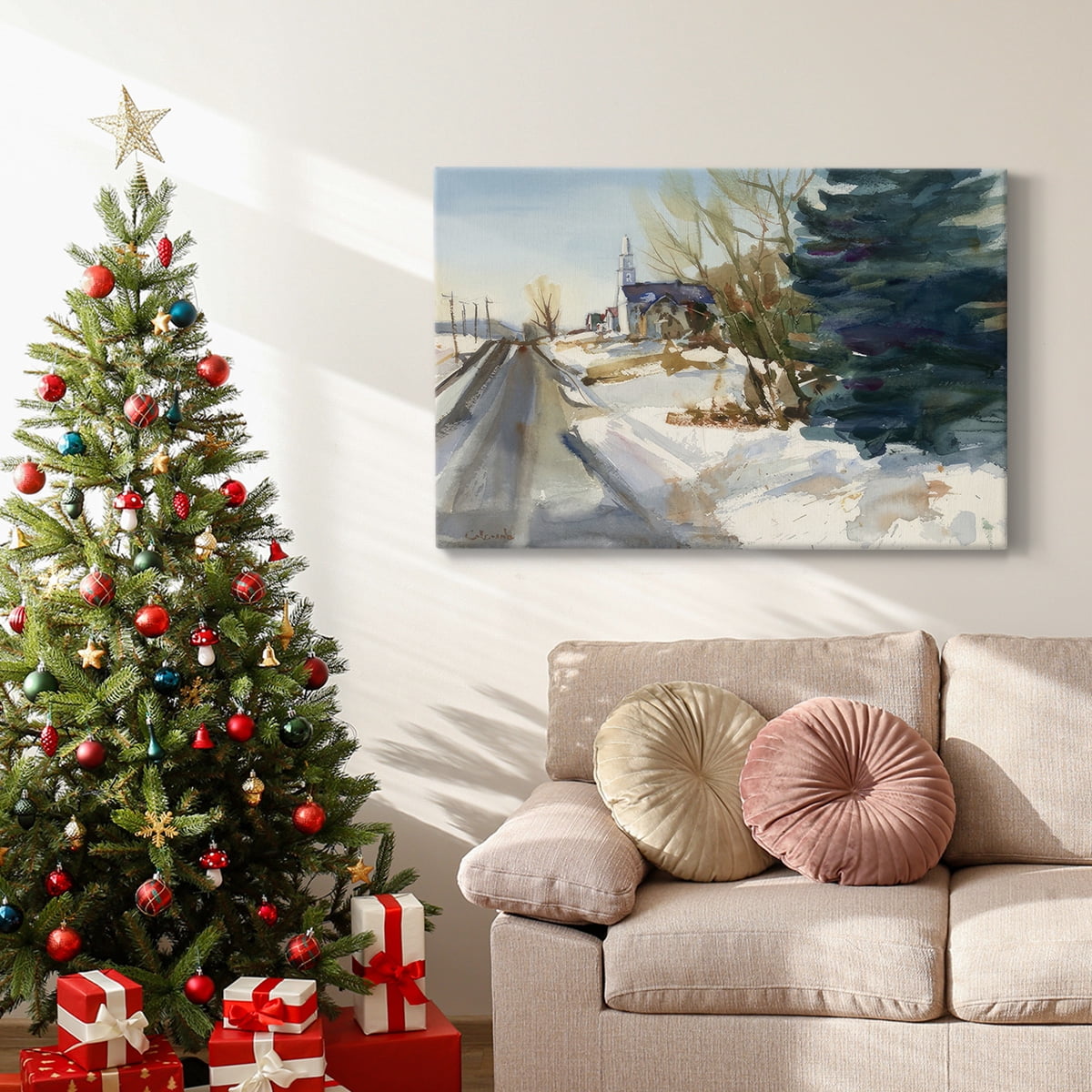 Congregational Church in Winter- Gallery Wrapped Canvas