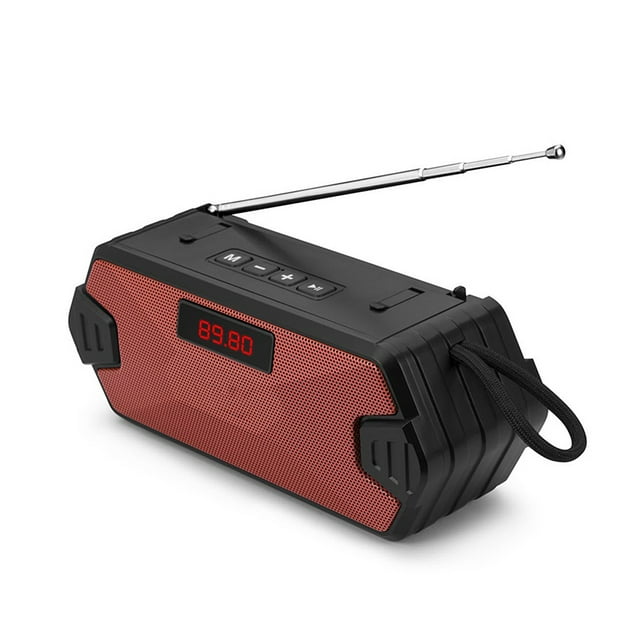 kurtrusly Haut-Parleur Sans Fil V5.0 Radio Haut-Parleur Extérieur Rechargeable Portable Mains Libres Barre de Son Subwoofer, Rouge