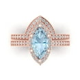 thumbnail image 2 of Clara Pucci 18K Rose Gold 2.4875 Simulated Blue Diamond Engraveable Engagement Ring + Wedding Band Set, 2 of 7