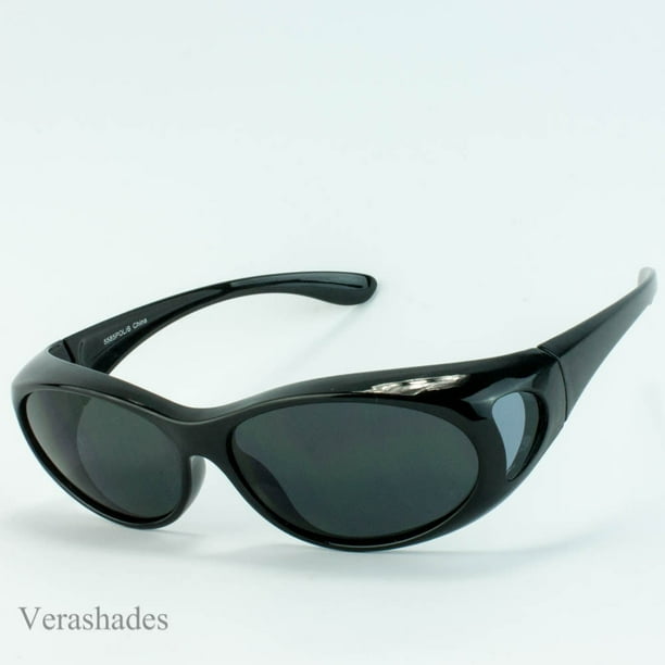 New 100UV Polarized Sunglass cover wear over prescription Size M Black
