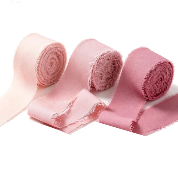Dusty Rose Ribbons 3 Rolls Chiffon Ribbon for Valentine's Day Gift Bouquet Wrap/Bow DIY(1.77x197in) ﻿ ﻿ ﻿