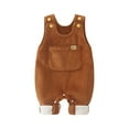 thumbnail image 4 of DXOUPM Baby Boy Girls Corduroy Overalls Toddler Bib Pants Suspender Jumpsuit Romper Fall Outfit Coffee 0-3M, 4 of 4